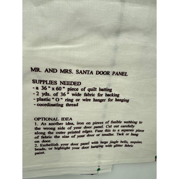Mr. & Mrs. Santa Claus Door Panel Sewing Kit 35”x 59" With Instructions - Picture 4 of 7